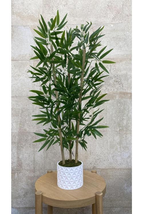 110 Cm Yapay Bambu Ağacı Beton Tasarım Saksı