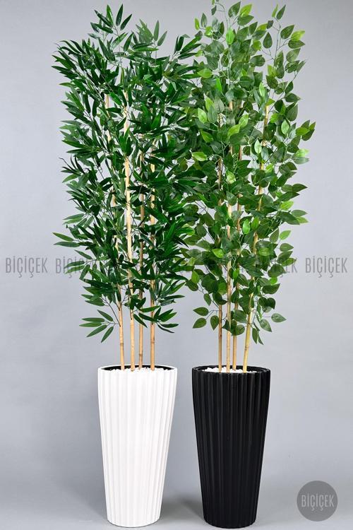 Yapay Bambu Ve Benjamin 4 Dal Yoğun Yapraklı 180 Cm