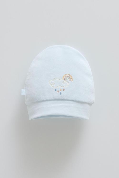 STAR POINT NAKIŞLI KADİFE BERE - CARAMELL  - SPE2161 - Mavi - 9 - 12 Ay - SPE2161-Mavi-9 - 12 Ay Mavi