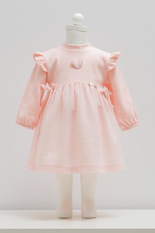 TINY LACE OMUZ FIRFIRLI BEBEK ELBİSE - CARAMELL  - ELB1889 - Pembe - 3 - 6 Ay - ELB1889-Pembe-3 - 6 Ay Pembe