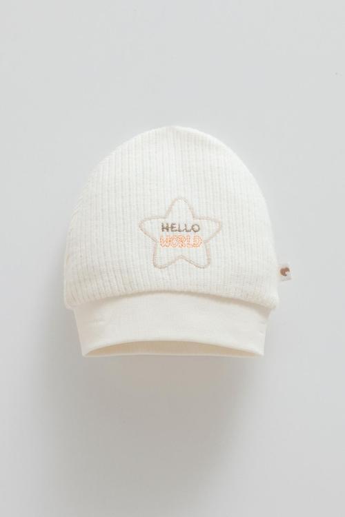 COLOR WORLD NAKIŞLI ERKEK TRİKO BERE  - CARAMELL  - SPE1988 - Krem - 9 - 12 Ay - SPE1988-Krem-9 - 12 Ay Krem