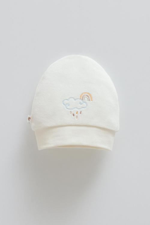 STAR POINT NAKIŞLI KADİFE BERE - CARAMELL  - SPE2161 - Ekru - 9 - 12 Ay - SPE2161-Ekru-9 - 12 Ay Ekru