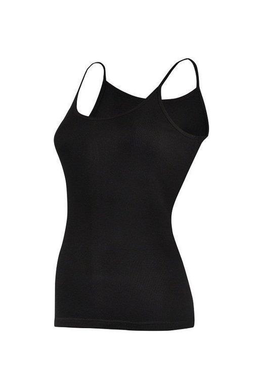 2047 Battal Siyah Ribana Biyeli İp Askılı Kadın Atlet