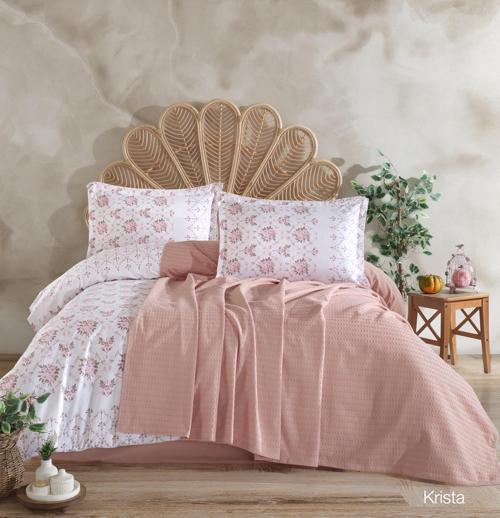 %100 Pamuk Çift Kişilik Pikeli Nevresim Takımı Oda Kokusu Hediye