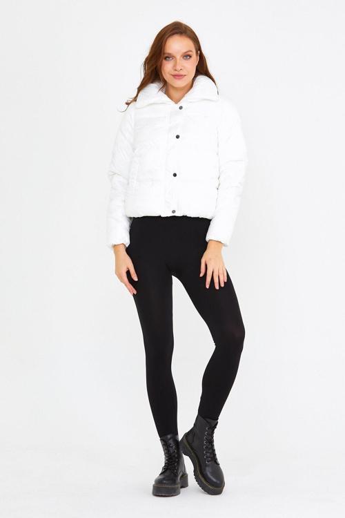 Anja Fuffer Kadın Beyaz Şişme Mont - 15234958