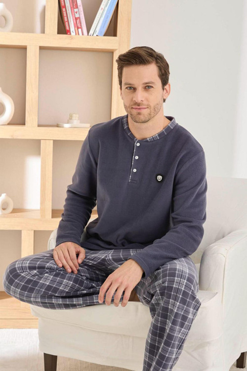 Erkek Düğme Yaka Kışlık Polar Pijama Takımı 6100/7.7 - 1 Adet