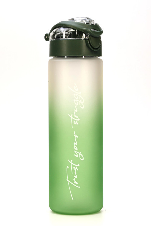 Su Matarası Tritan Geniş Ağız Su Şişesi Gradient Type Spor Matarası Suluğu BPAsız 630 mL Yeşil 0111