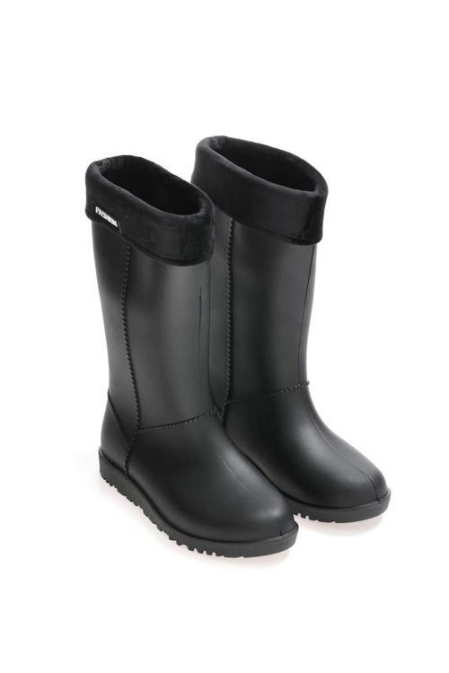Kadın Kışlık PVC İçi Sıcak Astarlı Su Geçirmez Çizme Siyah