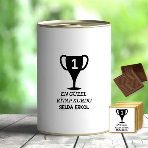 Kişiye Özel Kitap Kurdu Temalı Çikolata Konservesi - MK01