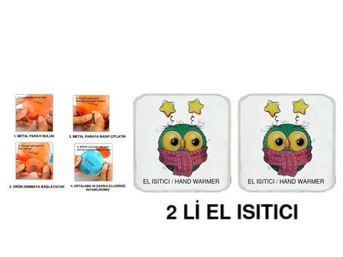 2 ADET ATKILI BAYKUŞ CEP SOBASI,EL ISITICI,SICAK SU TORBASI PVC  10x9,5cm