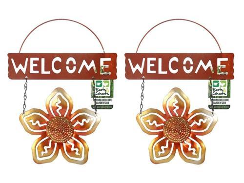 2 ADET BALKON VE BAHÇE HOŞGELDİNİZ TABELASI ALTIN ÇİÇEKLİ 26X20X0,2CM  DUVAR SÜSÜ BALKON,BAHÇE VE ODA DEKOR  HOŞGELDİNİZ TABLO,TABELA