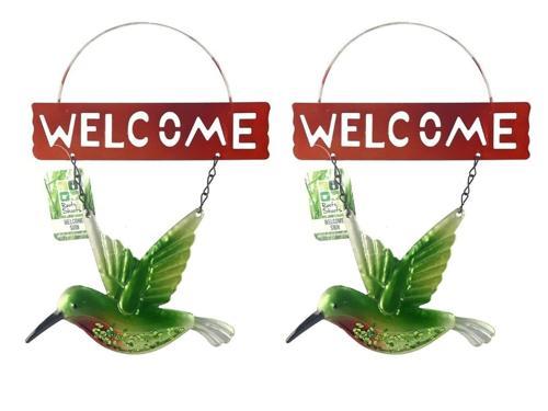 2 ADET BALKON VE BAHÇE HOŞGELDİNİZ TABELASI KUŞLU ALTIN TABELA 28X20X0,5CM