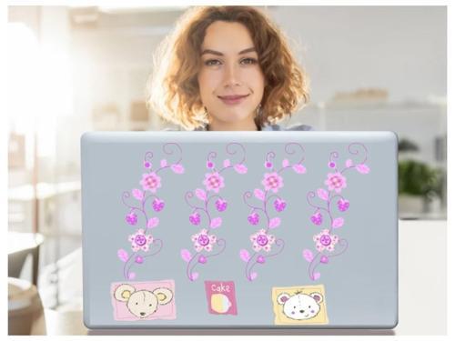 2 ADET DEFTER STİCKER,LAPTOP STİCKER ÇİÇEKLİ AĞAÇ DESENLİ PVC 70X50X0,5CM