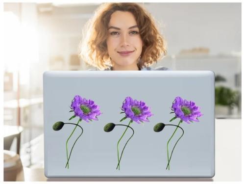 2 ADET DEFTER STİCKER,LAPTOP STİCKER MOR ÇİÇEKLİ  PVC 70X50X0,5CM