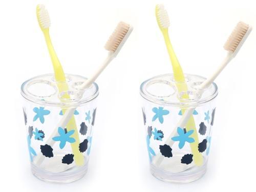 2 ADET DİŞ FIRÇALIK BENEKLİ DESEN AKRİLİK 8X8X9CM 350ML BANYO SETİ  