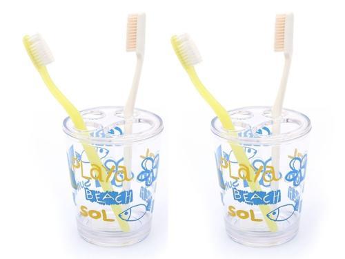 2 ADET DİŞ FIRÇALIK DENİZ DESEN AKRİLİK 8X8X9CM 350ML BANYO SETİ  