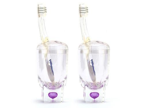 2 ADET DİŞ FIRÇALIK MOR DAMLALI AKRİLİK 7X7X14CM BANYO SETİ  