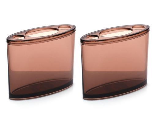 2 ADET DİŞ FIRÇALIK OVAL KAHVERENGİ AKRİLİK 13X5X10CM BANYO SETİ  