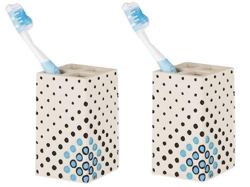 2 ADET DİŞ FIRÇALIK PUANLI POLİRESİN 6X6X10CM BANYO SETİ  