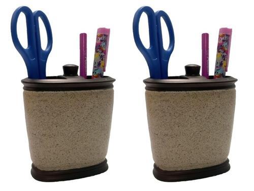 2 ADET KALEMLİK BRONZ KUMLU POLİRESİN OFİS GERECİ 10X12X5CM