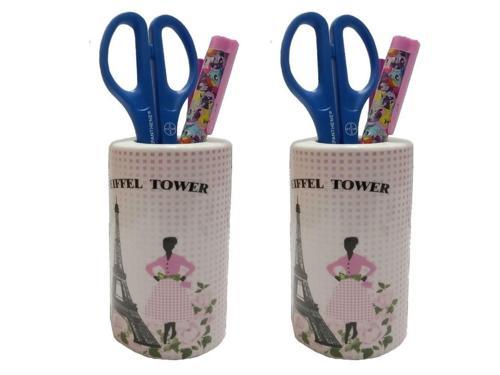 2 ADET KALEMLİK EYFEL KULESİ MODEL SERAMİK OFİS GERECİ  7X7X11CM
