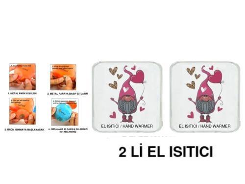 2 ADET KALPLİ NOEL CÜCESİ CEP SOBASI,EL ISITICI,SICAK SU TORBASI PVC 10x9,5cm