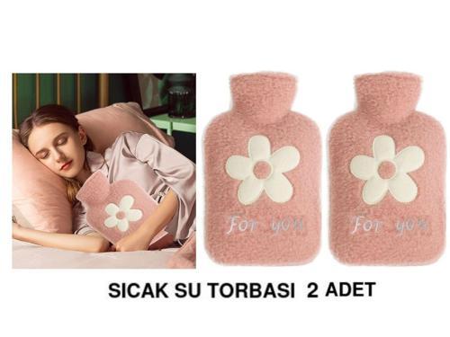 2 ADET SICAK SU TORBASI PELUŞ PAPATYA DESENLİ PEMBE 21x13,5x2cm 500 ml