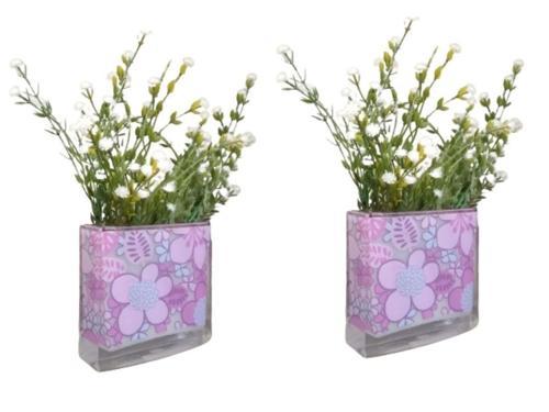 2 ADET VAZO DAHİL,VAZODA ÇİÇEK,BEYAZ YAPAY ÇİÇEK,VAZO DEKORATİF PEMBE ÇİÇEKLİ  10X15X3CM  