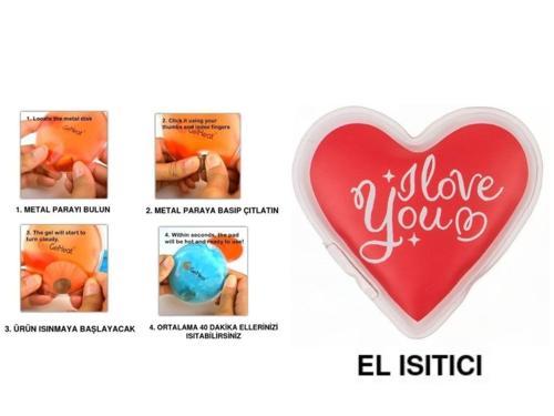 KALPLİ SEVGİ MESAJLI CEP SOBASI,EL ISITICI,SICAK SU TORBASI PVC  9cm