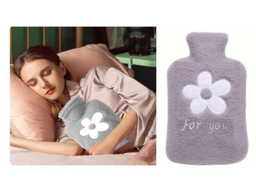 SICAK SU TORBASI PELUŞ PAPATYA DESENLİ GRİ  21x13,5x2cm 500 ml