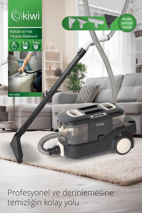 Kcc-4325W Siyah Pencere Temizleme Aparatlı Koltuk Halı Yıkama ve Leke Çıkarma Makinesi