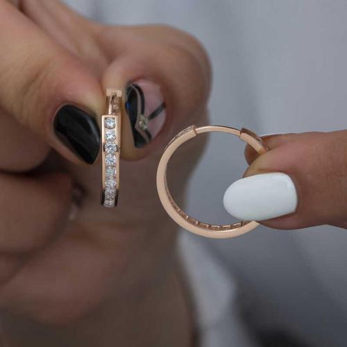 Gümüş Zirkon Taşlı Halka Kadın Küpe (BC-6DD524)