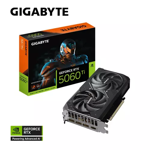 GeForce RTX5060TI WINDFORCE MAX OC GV-N506TWF2MAX OC-16GD GDDR7 16GB 128Bit Gaming (Oyuncu) Ekran Kartı