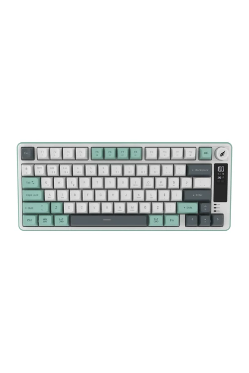 Gaming HK255WG Membrane LCD RGB Kablosuz/Bluetooth Gri Yeşil %75 Türkçe Gaming Klavye