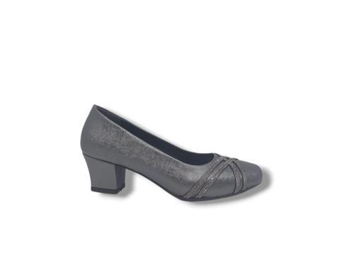 1002 Kadın Platin Pırıltılı Taşlı Alçak Topuklu Ayakkabı