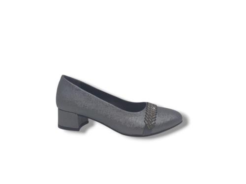 730 Kadın Platin Pırıltılı Taşlı Alçak Topuklu Ayakkabı