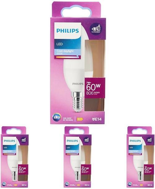 Led 60W B38 E14 Mum Tipi Beyaz Işık Dim Edilmez Ampul 4Lü Paket