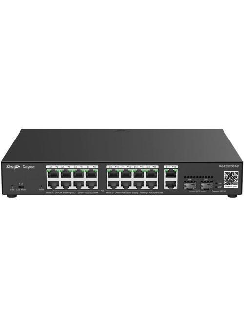 Reyee RG-ES220GS-P 16 Port PoE 2 Port Uplink 2 Port SFP Rack Mount Yönetilebilir 250W PoE Switch