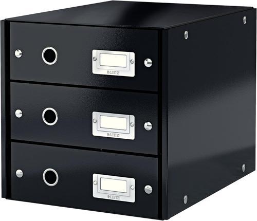 60480095 Click & Store Wow Çekmeceli Evrak Rafı, 3 Çekmeceli, Siyah