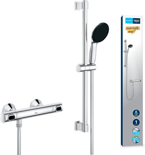 Precision Flow Termostatik Duş Bataryası Ve Vitalio Start 110 Sürgülü Duş Seti, 110Mm 1 Akışlı