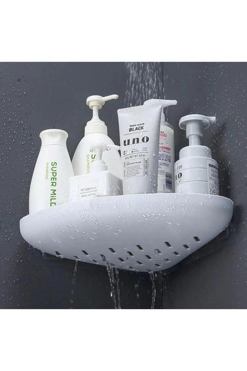 2li Yapışkanlı Banyo Rafı Köşeliği-banyo Düzenleyici Askılığı-duvar Duş Rafı Banyo Köşe Şampuanlık