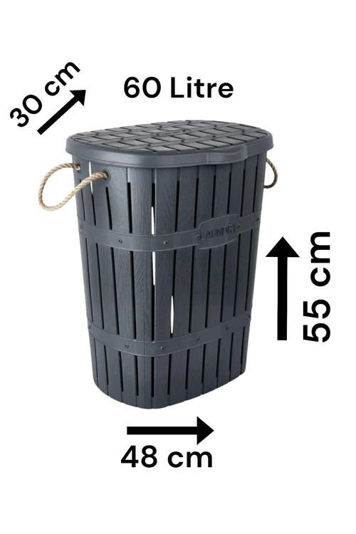 Bambu Halatlı Kirli Çamaşır Sepeti 60 Litre