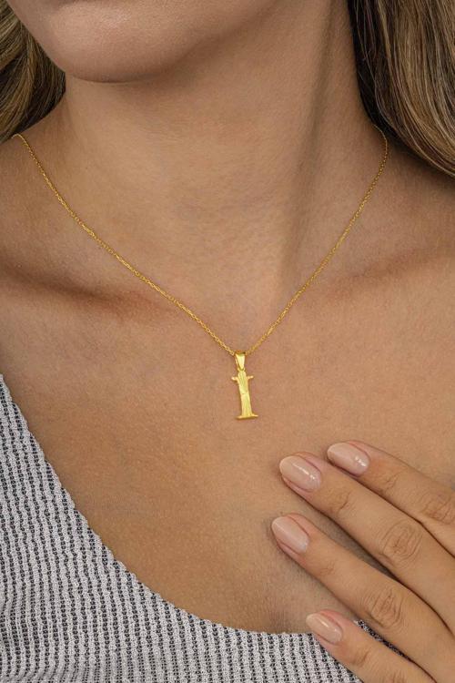 Altın Kaplama İ Harfi Kadın 925 Ayar Gümüş Kolye