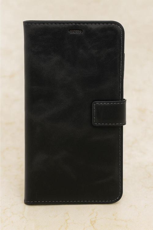 Samsung Galaxy S7 Edge Kılıf Gerçek Deri Premium Kapaklı Siyah