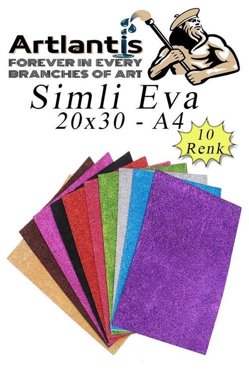 Simli Eva A4 20x30 cm 10 Renk 1 Paket Simli Eva Süngeri 10'lu Okul Kreş Anasınıfı Elişi Etkinlikleri