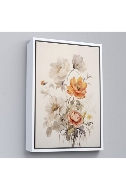 Ahşap Çerçeveli Soft Çiçekler Tablo-8035