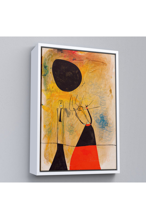 Ahşap Çerçeveli Joan Miro - Deux Şahsiyetler Tablosu-8110