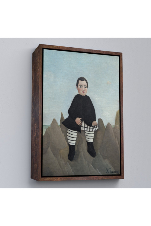 Ahşap Çerçeveli Henri Rousseau - Kayaların Üzerindeki Çocuk Tablosu - Boy On The Rocks-8083