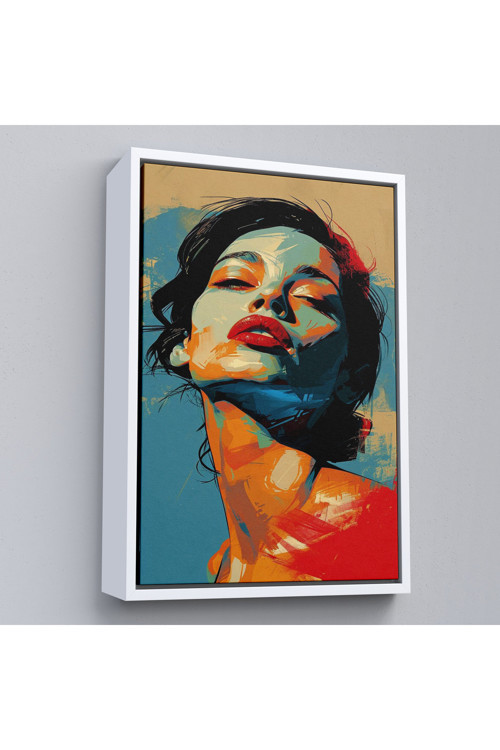 Ahşap Çerçeveli Pop Art Tarzda Güzel Kadın Tablosu-7709