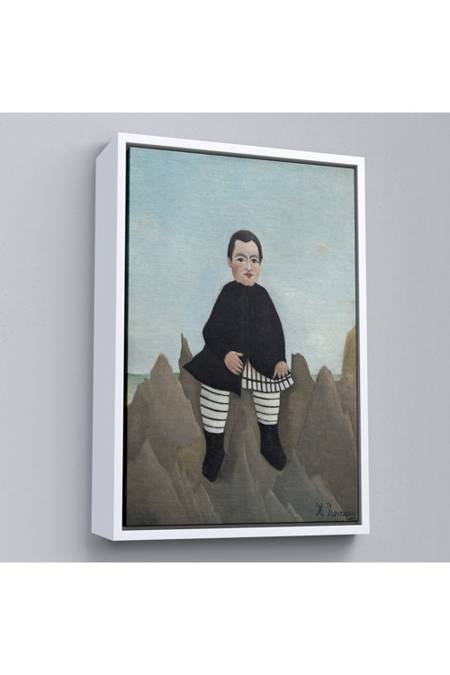 Ahşap Çerçeveli Henri Rousseau - Kayaların Üzerindeki Çocuk Tablosu - Boy On The Rocks-8083